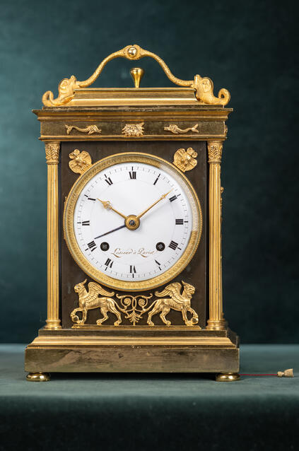 Franse empire reispendule Lesieur A Paris met duplex gang en balans. Ca 1825